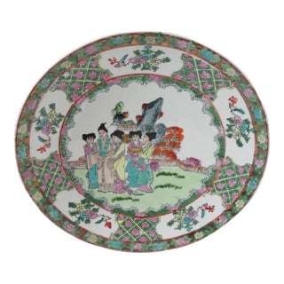 1970s Family Rose Hand Painted Enamel Porcelain Chinese Plate For Sale