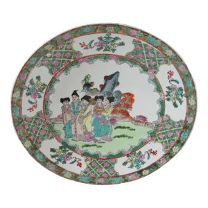 1970s Family Rose Hand Painted Enamel Porcelain Chinese Plate