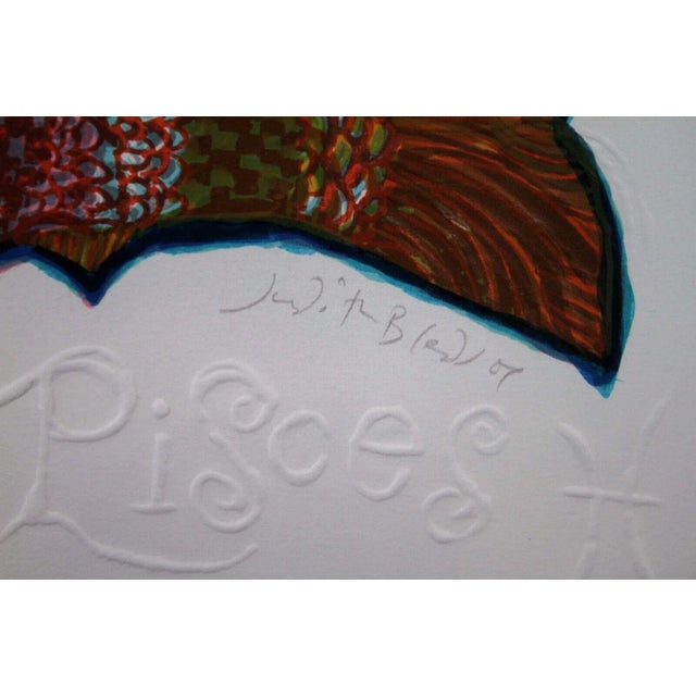 Judith Bledsoe Pisces Zodiac Hand Signed Contemporary Lithograph 108/250 Framed For Sale - Image 10 of 11