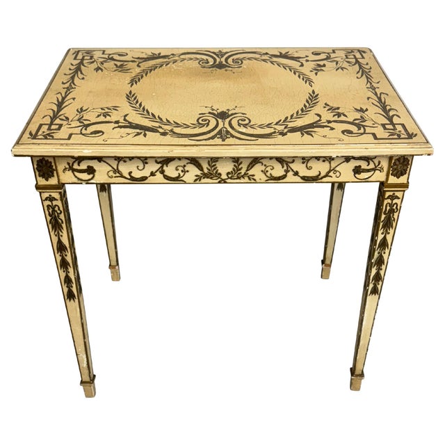 Mid 20th Century French Painted Decorated End table with Neoclassical Designs For Sale - Image 15 of 18