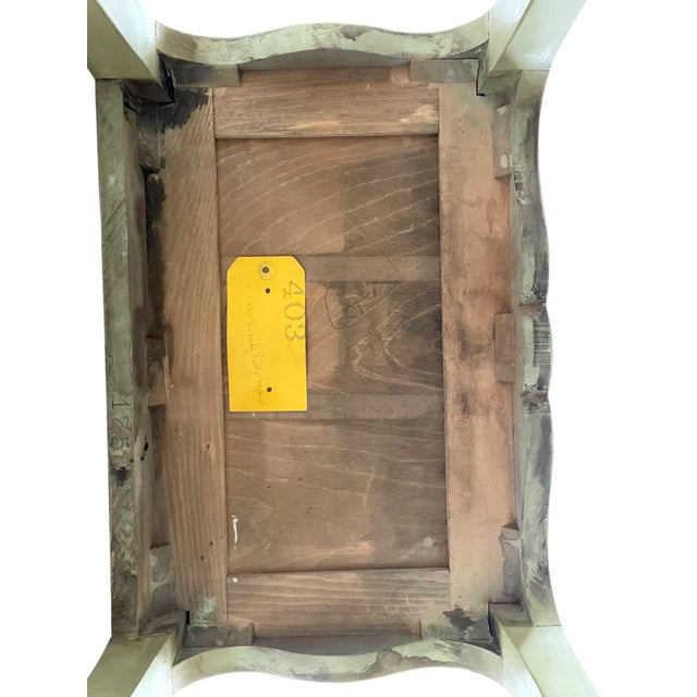 Brass Vintage John Widdicomb Two Drawer Painted Side Table With Cabriole Legs and Decorative Motifs For Sale - Image 8 of 11