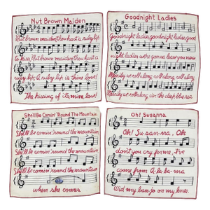 Vintage Set 4 Falflax Musical Song Linen Holiday Cocktail Napkins
