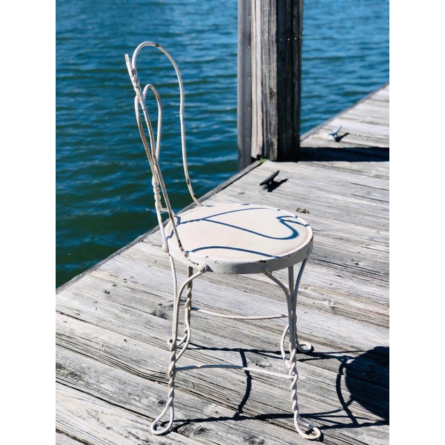 Wood Early 1930s Wrought Iron Sweetheart Chair For Sale - Image 7 of 11