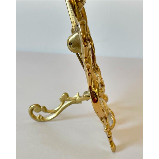 Metal Large Vintage Solid Brass Picture Frame For Sale - Image 7 of 8