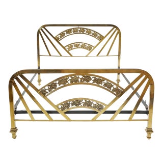 Art Deco Brass Full Size Bed Frame For Sale