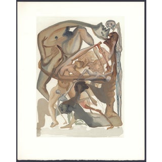 1963 Dalí Divine Comedy Engraving Enfer Chant 4 "Dans Un Limbe Sombre" (In Dark Limbo) For Sale