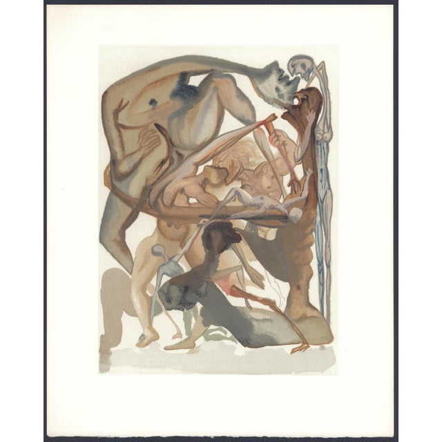 1963 Dalí Divine Comedy Engraving Enfer Chant 4 "Dans Un Limbe Sombre" (In Dark Limbo) For Sale