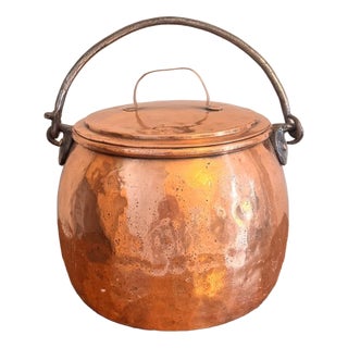 Large Antique George III Copper Lidded Pot, 1800s For Sale