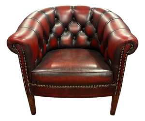 Vintage Chesterfield-Style Club Chair in Oxblood Leather