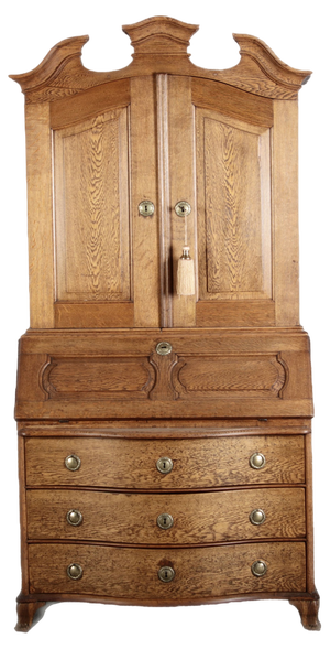 Antique Baroque Secretary in Oak, 1740