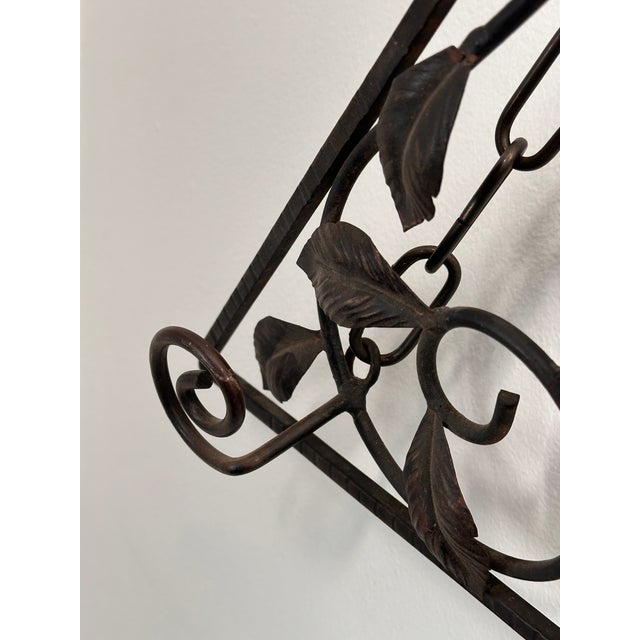 Art Deco French Art Deco Wrought Iron Mirror With Hat and Coat Hangers, Circa 1920 For Sale - Image 3 of 6
