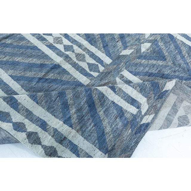 Blue Modern Swedish Pile Knotted Wool Rug by Doris Leslie Blau For Sale - Image 8 of 9