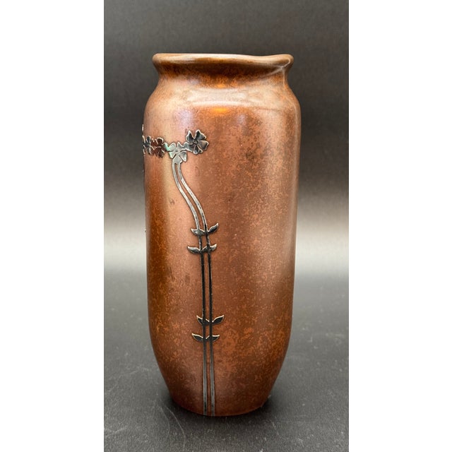 1912 Otto Heinz Sterling Silver on Bronze Vase, Signed For Sale - Image 10 of 11
