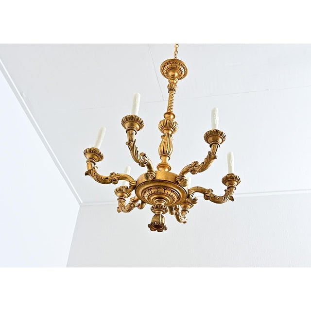 19th Century French 19th Century Carved Giltwood Neoclassical Chandelier For Sale - Image 5 of 12