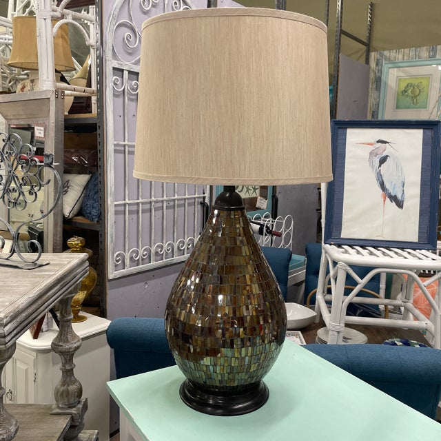 Glass 1980s Mirrored Mosaic Table Lamp For Sale - Image 7 of 7