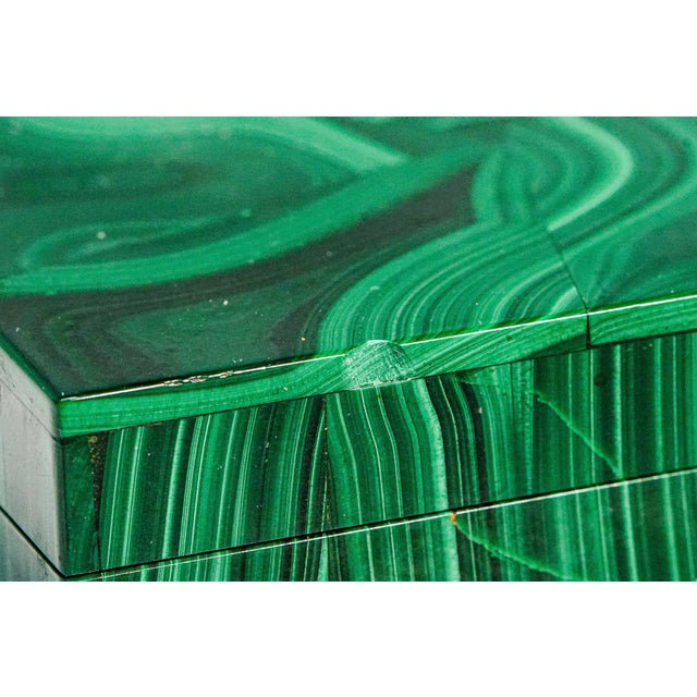 Amazing Antique Malachite Box 800 Silver Mounted Jewelry Casket White Onyx Interior European Luxury Desk Box With Provenance Home Decor For Sale - Image 11 of 17