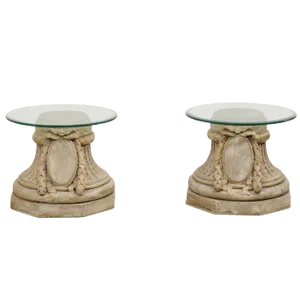French Mid 20th Century Capital Base Side Tables - a Pair