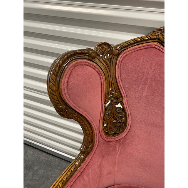 Victorian Victorian Style Rose Pink Wingback Chair For Sale - Image 3 of 12