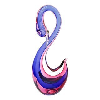 After Flavio Poli, Swan Sculpture, 1970s, Murano Glass For Sale