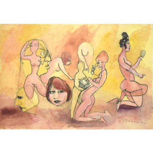 Telephone is an original artwork realized by Mino Maccari in the 1970's. Mixed media colored drawing. Hand-signed by the...