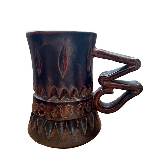 Ceramic Glass Pitcher Set by H. and M. Bessone, Set of 7 For Sale - Image 7 of 11