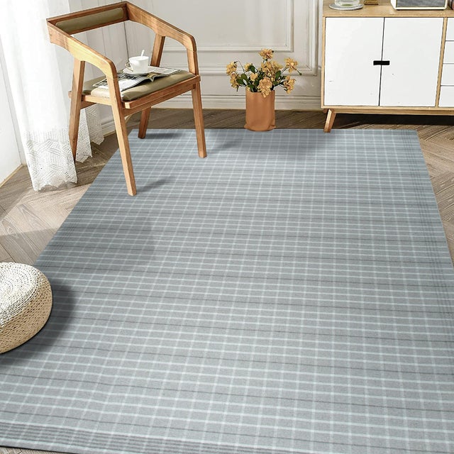 5x8 Timeless Celia Gray Kilim Minimalist Grid Modern Flatweave Wool Carpet Rug For Sale - Image 10 of 10