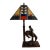 Remington Bronze "The Outlaw" Table Lamp W/ Stained Glass Shade in Mission Style For Sale