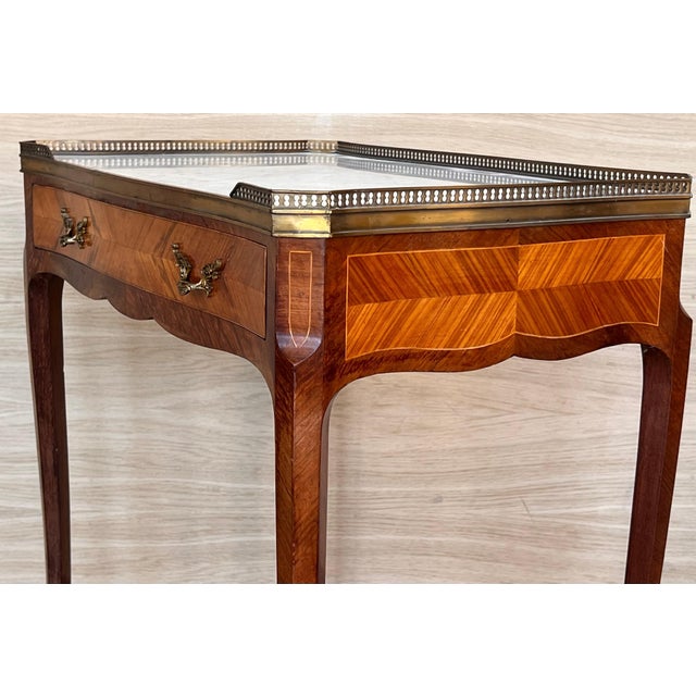 Brown Pair of French Rectangular Nightstands Bedside Tables Louis XVI, circa 1910 For Sale - Image 8 of 18