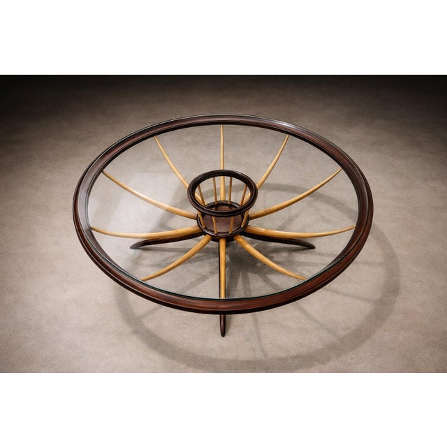 Wood Brazilian Modern Coffee Table With Flower Vase in Two Woods, Giuseppe Scapinelli, 1950s For Sale - Image 7 of 12