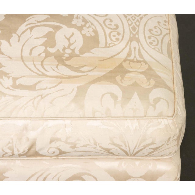 Late 20th Century Modern White Silk Damask Upholstered Ottoman For Sale - Image 5 of 8