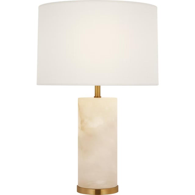 Modern AERIN by Visual Comfort Signature Lineham 16" Cordless Accent Lamp in Alabaster with Linen Shade For Sale - Image 3 of 3
