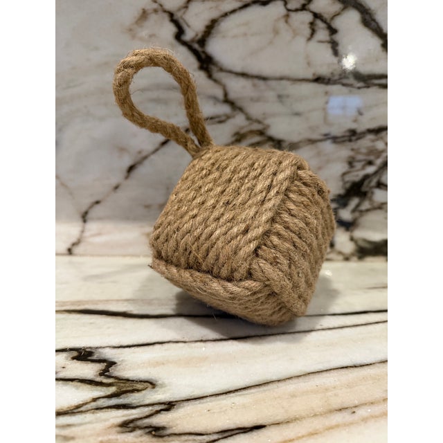 Vintage nautical style rope square doorstop. Made in USA.