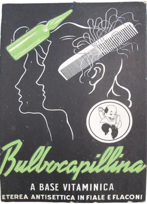 1940's Original Vintage Italian Advertising Carton, "Bulbocapillina - a Base Vitaminica"
