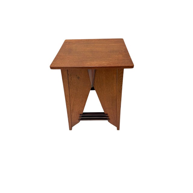 Brown Art Deco Oak and Macassar Side Table by P.E.L. Izeren for De Genneper Molen, 1920s For Sale - Image 8 of 12