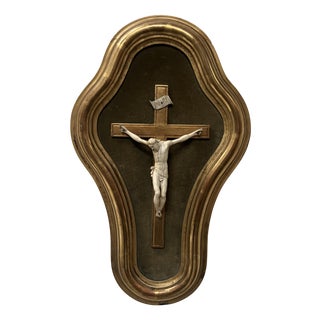 Crucifix on Wooden and Gilded Stucco Frame For Sale