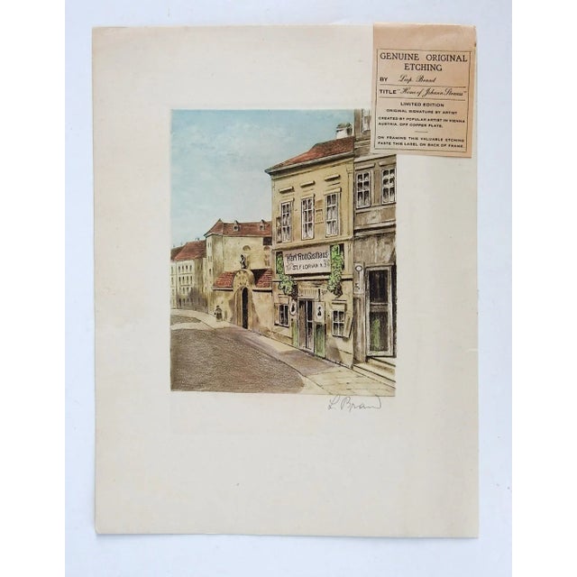 Rustic European Vintage Leop. Brand Etching Home of Johann Strauss For Sale - Image 3 of 4