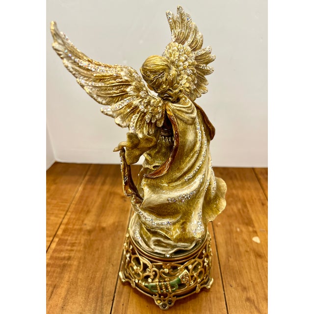 Limited Edition 113/300 Jay Strongwater Renaissance Angel Musical Figurine - Music Box For Sale - Image 10 of 14