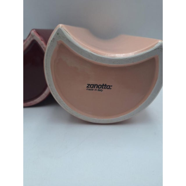 Maroon V-Bol Vases in Glazed Clay by Zaven for Zanotta, 1990s, Set of 2 For Sale - Image 8 of 12