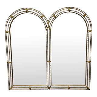 Hollywood Regency Double Arched Wall Mirror For Sale