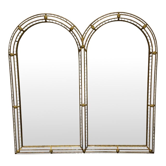 Hollywood Regency Double Arched Wall Mirror For Sale