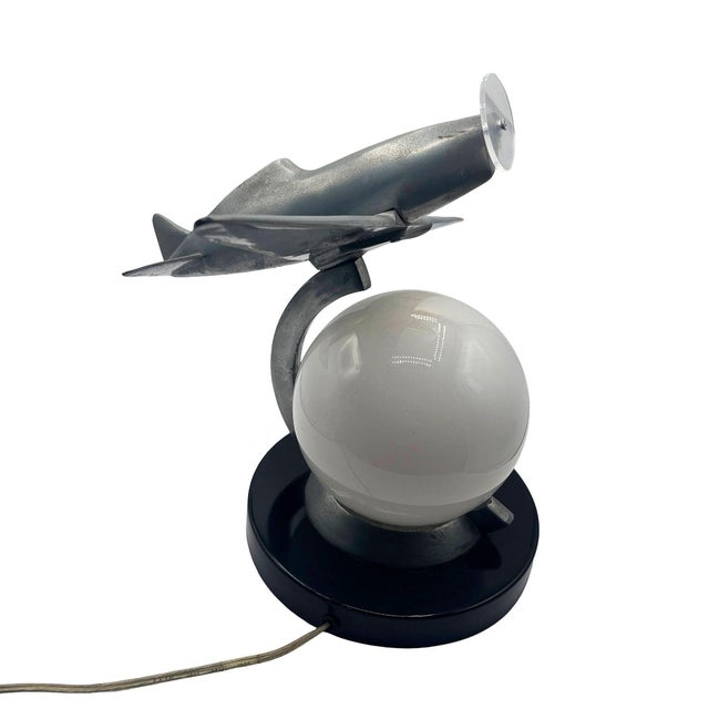 1980s Art Deco Machined Age Aluminum Fighter Airplane Table Lamp by Sarsaparilla For Sale - Image 9 of 15