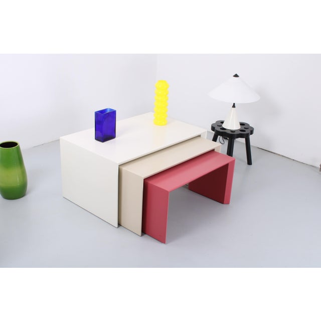 Postmodern Side Tables Model 514 attributed to Leolux, 1980s, Set of 3 For Sale - Image 9 of 15