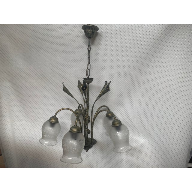 Chandelier in Metal and Glass, 1980s For Sale - Image 16 of 18