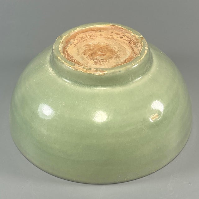 16th Century China Vintage‑Style Celadon Bowl With Inner Carved Decoration For Sale - Image 5 of 6