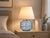 Contemporary Hand-Blown Glass Table Lamp with Linen Shade in Aqua by Svitanok For Sale - Image 3 of 4