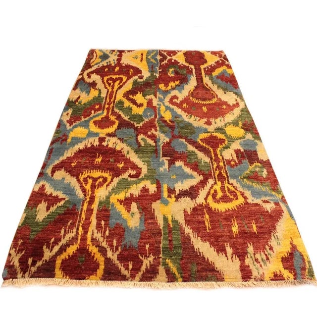 Contemporary 1990s Modern Red/Ivory Wool Rug - 5'1 X 8'1 For Sale - Image 3 of 8