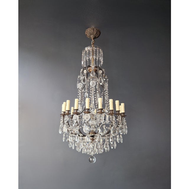 1930s French Lustre Art Nouveau Crystal Chandelier For Sale - Image 11 of 11