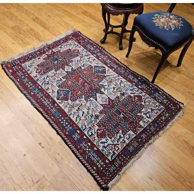 Antique Caucasian Soumak Area Rug, Handwoven Wool, Tribal Bird Motifs Design, 3' x 5' For Sale - Image 14 of 14