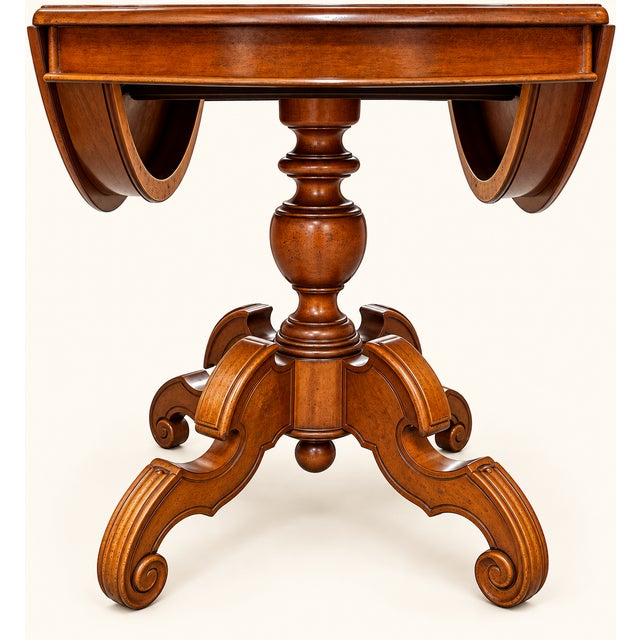 19th Century French Walnut Carved Round Drop-Leaf Table For Sale In San Francisco - Image 6 of 9