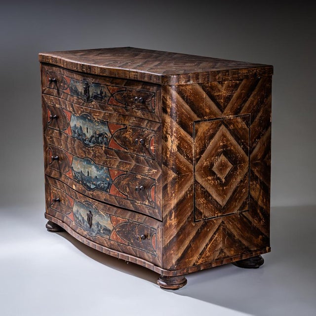 Baroque Antique Painted Baroque Chest of Drawers, 1700s For Sale - Image 3 of 10